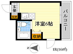 プレアール吹田泉町2 ワンルームの間取図画像