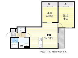 (仮称)ル・ロワ千里山東 2LDKの間取図画像