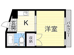 コーポ末広 1Kの間取図画像