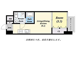 リッジ江坂 1LDKの間取図画像
