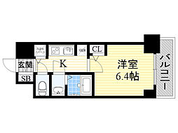 S-RESIDENCEESAKA 1Kの間取図画像