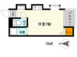 シャルム泉町 ワンルームの間取図画像