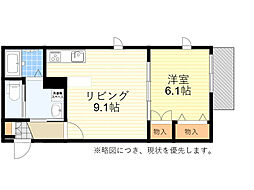 クロバーズコート茨木 1LDKの間取図画像