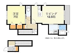 あやめハイツ東奈良 1LDKの間取図画像