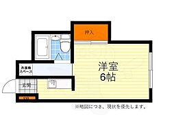 美吉野ハイツ ワンルームの間取図画像