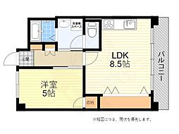 中桜塚グランドハイツ 1LDKの間取図画像
