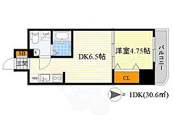 サンレムート,江坂1st 1DKの間取図画像