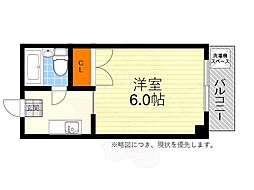 ゼウス千里山 1Kの間取図画像
