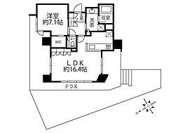 イニシア高輪プレシアスコート 1LDKの間取図画像