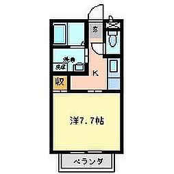 勝ハイツ壱番館 2階1Kの間取り