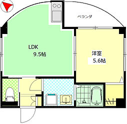 イズミヤbldg 4階1LDKの間取り