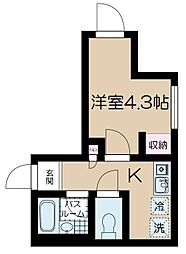 フェリーチェ中野坂上E 3階1Kの間取り