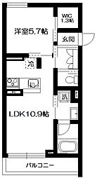 ヴィラデルソル 1LDKの間取図画像