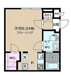 ブランシェ荏原中延 ワンルームの間取図画像