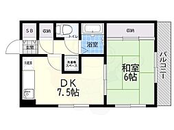 グッドストック東難波 1DKの間取図画像