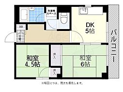 エメラルド久々知パート1 2DKの間取図画像