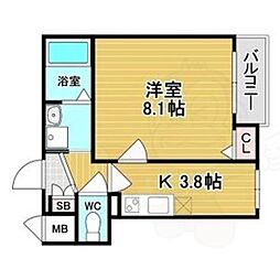 尼崎市元浜町3丁目アパート 1Kの間取図画像