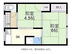臼井文化住宅 2DKの間取図画像