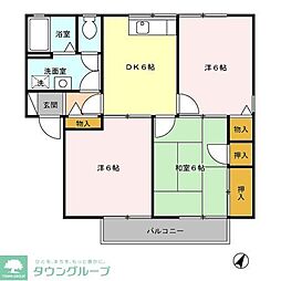 東武伊勢崎線 草加駅 徒歩34分の賃貸アパート 1階3DKの間取り