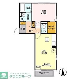 東武伊勢崎線 草加駅 徒歩18分の賃貸アパート 1階1LDKの間取り