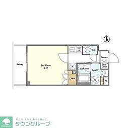 東武伊勢崎線 梅島駅 徒歩6分の賃貸マンション 6階1Kの間取り