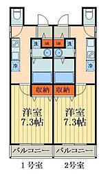 ウェストサイド蕨 4階1Kの間取り
