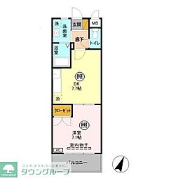 つくばエクスプレス 三郷中央駅 徒歩5分の賃貸アパート 2階1DKの間取り