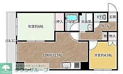 埼玉高速鉄道 川口元郷駅 徒歩30分の賃貸マンション 4階2LDKの間取り