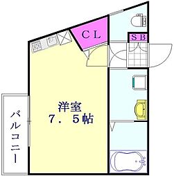 JR武蔵野線 三郷駅 徒歩3分の賃貸アパート 2階ワンルームの間取り