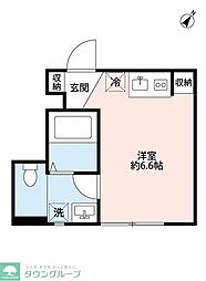 東武伊勢崎線 竹ノ塚駅 徒歩9分の賃貸アパート 1階ワンルームの間取り