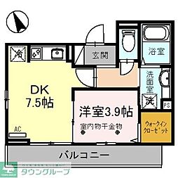 東武伊勢崎線 越谷駅 徒歩7分の賃貸アパート 3階1DKの間取り