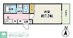 東武伊勢崎線 大袋駅 徒歩5分の賃貸アパート 1階1Kの間取り