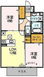 つくばエクスプレス 八潮駅 徒歩15分の賃貸アパート 1階2LDKの間取り