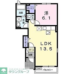 ヴェルソー・ウエスト 1LDKの間取図画像