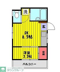 フォルチュネラメゾン 1DKの間取図画像