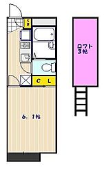 レオパレスファーレ4 1Kの間取図画像