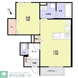 グランプレイス越谷 1LDKの間取図画像