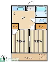 ハイツ太陽 2DKの間取図画像