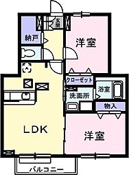 アンソレイユ 2LDKの間取図画像