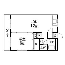 日昭川平ビル 1LDKの間取図画像