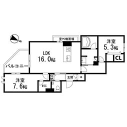 レィディエンス本町 3階2LDKの間取り
