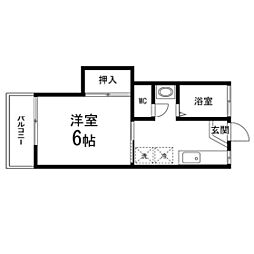 第1柏木ハウス 1Kの間取図画像