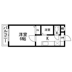 有楽館メゾンウィスタリア 1Kの間取図画像