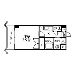 サクセスタウン2 5階1Kの間取り