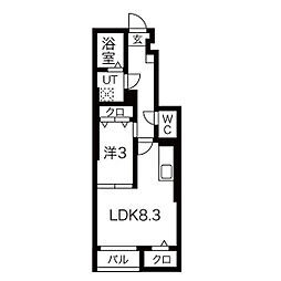 wave garden(ウェーブ・ガーデン) 1LDKの間取図画像