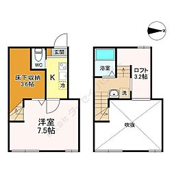 ルナプレナ 1階1Kの間取り
