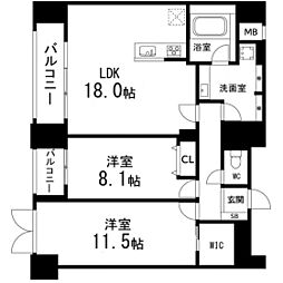 ルアーナ・エール・レジデンス仙台 2LDKの間取図画像