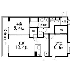 ヴェルデ向山 2階2LDKの間取り