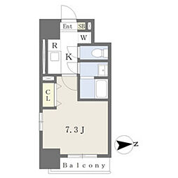フォートレジデンス小田原八幡 7階1Kの間取り