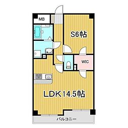 ウィスタリアIII 1階1SKの間取り